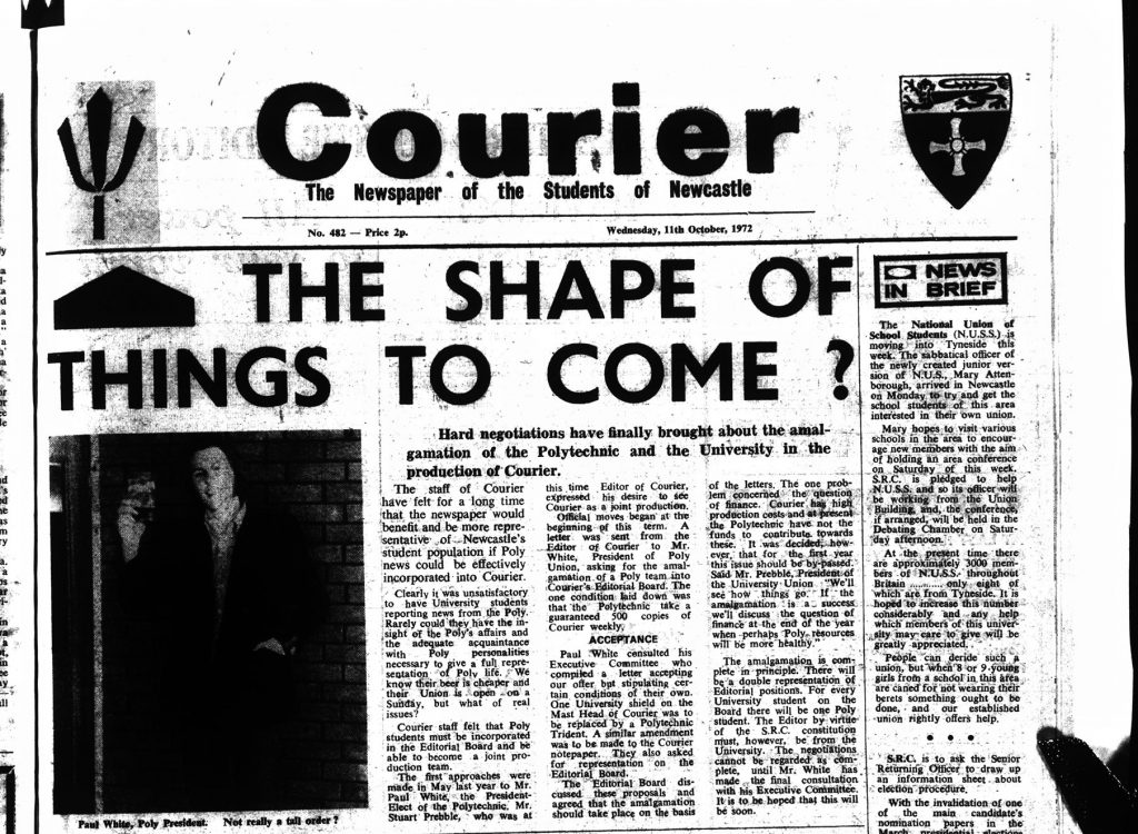 Courier with the Polytecnic trident and Polytecnic news, 1st November 1972